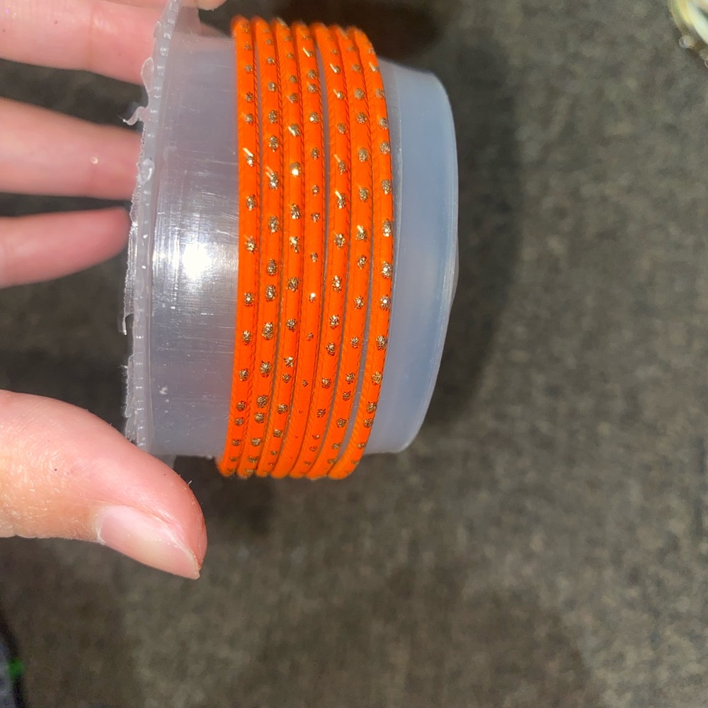 India Boutique Orange Bangle Set